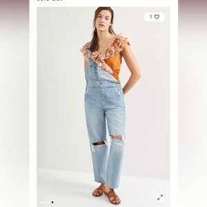 Levi Strauss distressed denim overalls purchased at Anthro